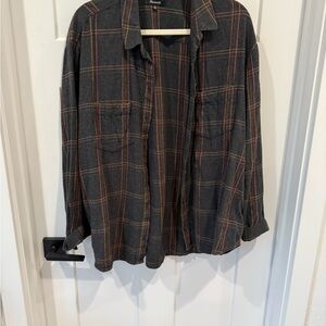 Black and Red Plaid Button-Up Shirt